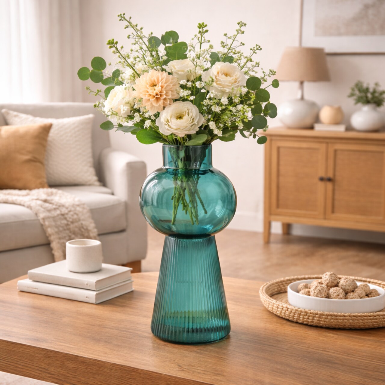 Vase | Modern Funnel Flare Glass Vase | 5x12" | Sleek Decorative Accent for Contemporary Home, Office & Minimalist Interiors